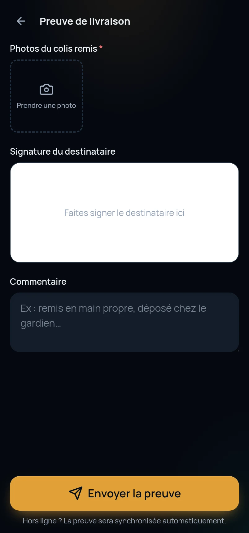 Preuve de livraison